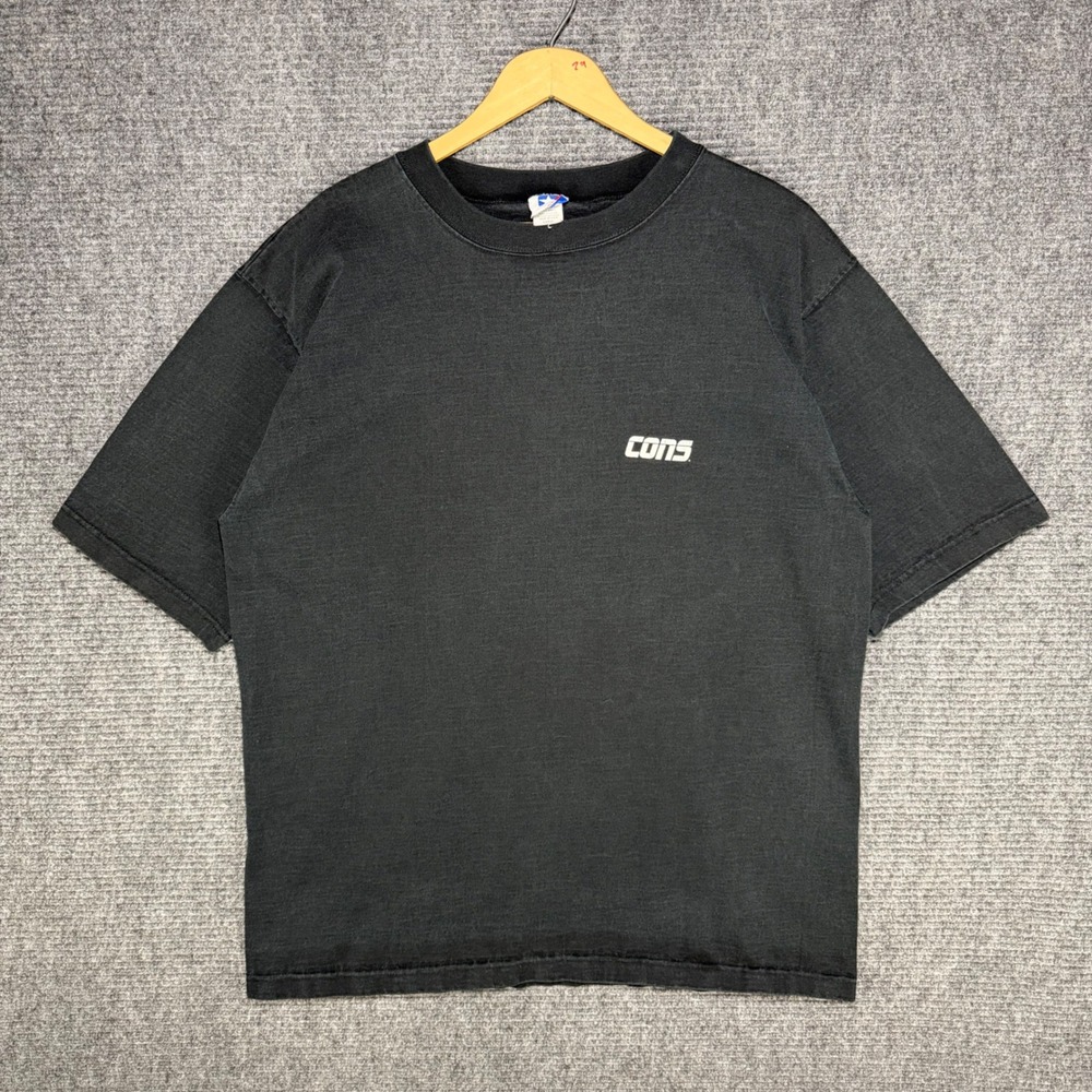 Vintage 90s Converse Cons T-Shirt Mens Large Black Made in USA